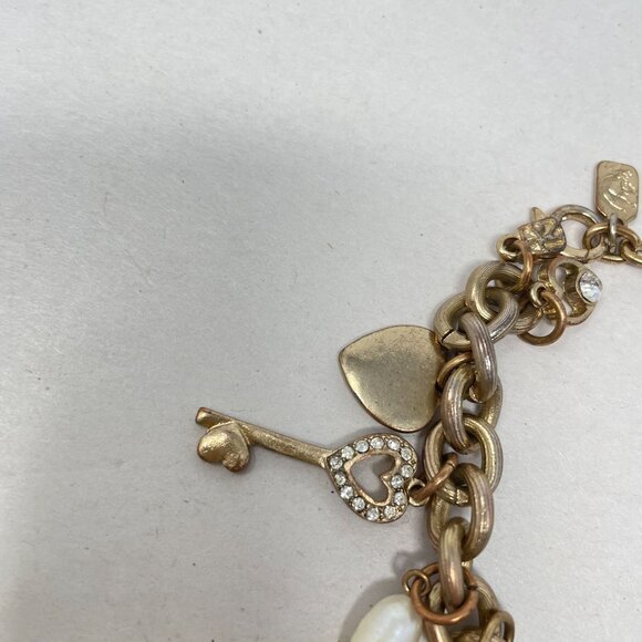 You & I Charm Bracelet Gold-Tone Hearts Cross Religious Love Chain Dangle - Picture 6 of 9